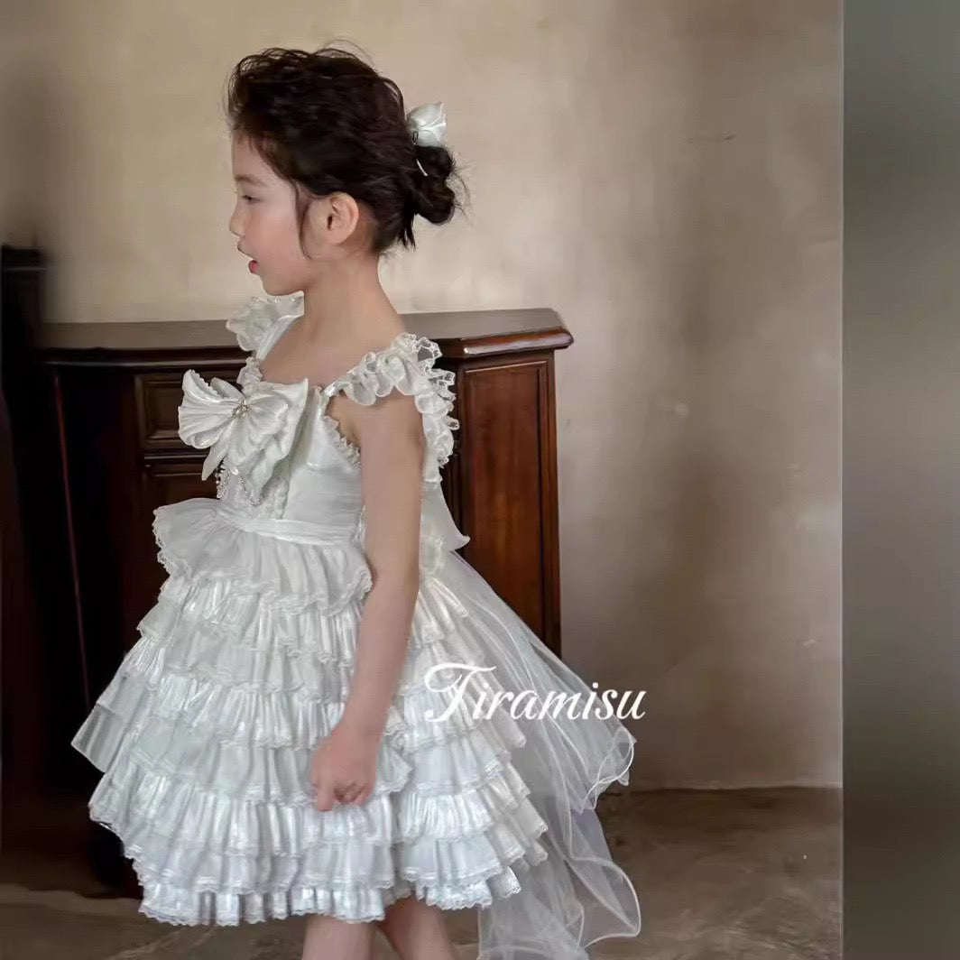 Elegant White Ruffled Princess Dress