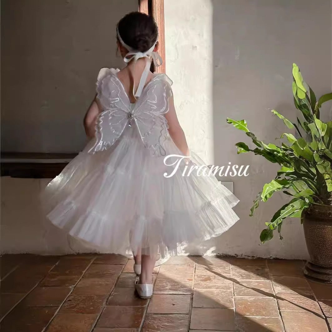 Elegant White Ruffled Princess Dress