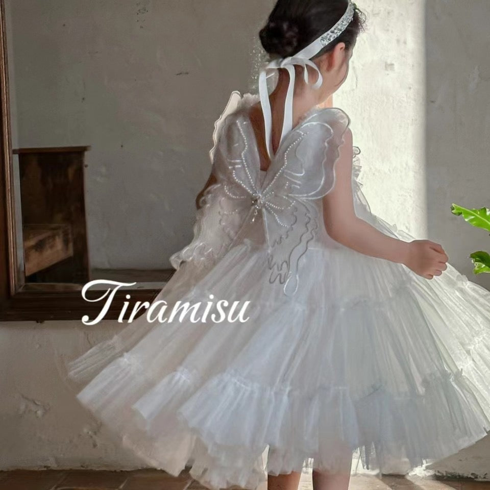 Elegant White Ruffled Princess Dress