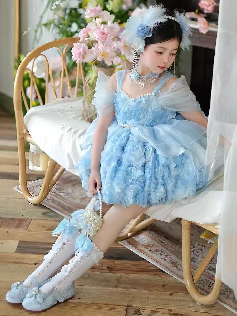 ✨Ethereal Sky - Blue Floral Princess Dress✨