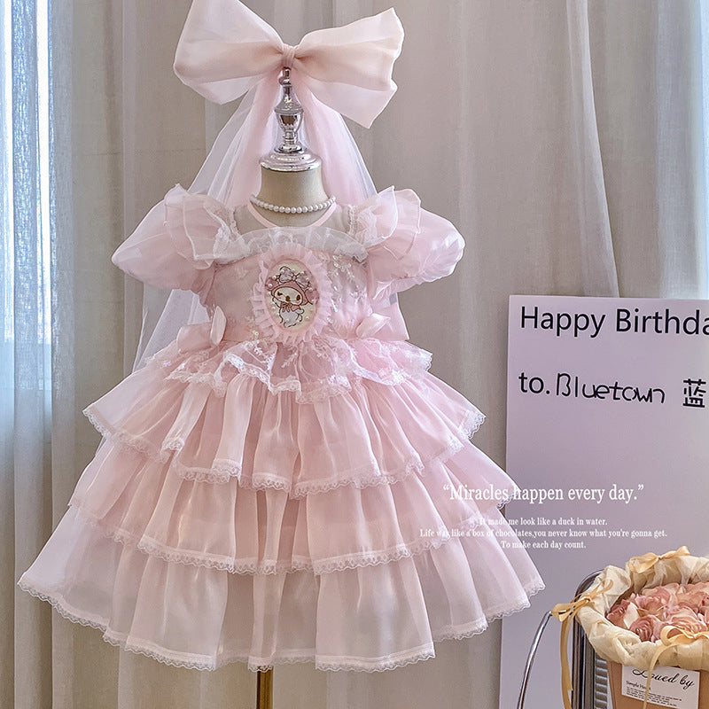 Children's Lolita dress 2025 new little girl Elsa summer foreign style cake skirt baby princess dress