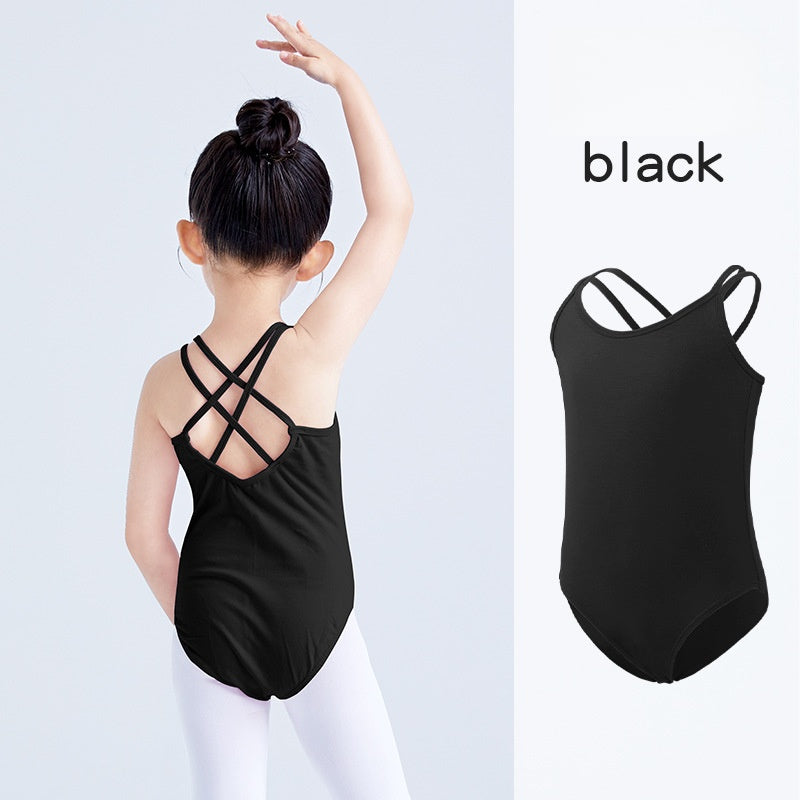 Black Kids' Ballet Leotard with Criss - Cross Back