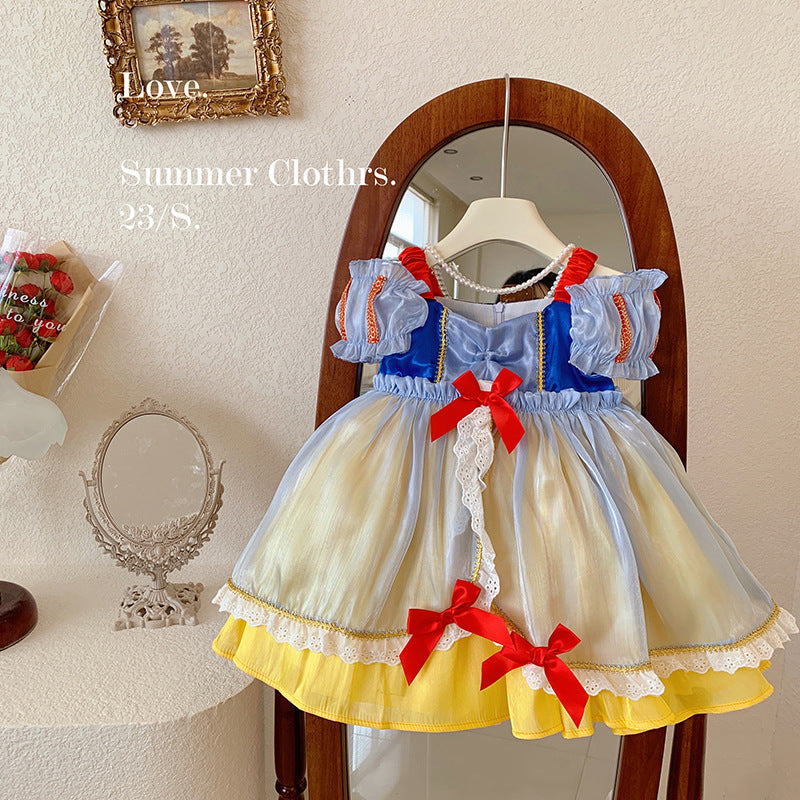Girls summer short-sleeved bud dress 2025 new children's tutu dress Lolita skirt baby princess dress