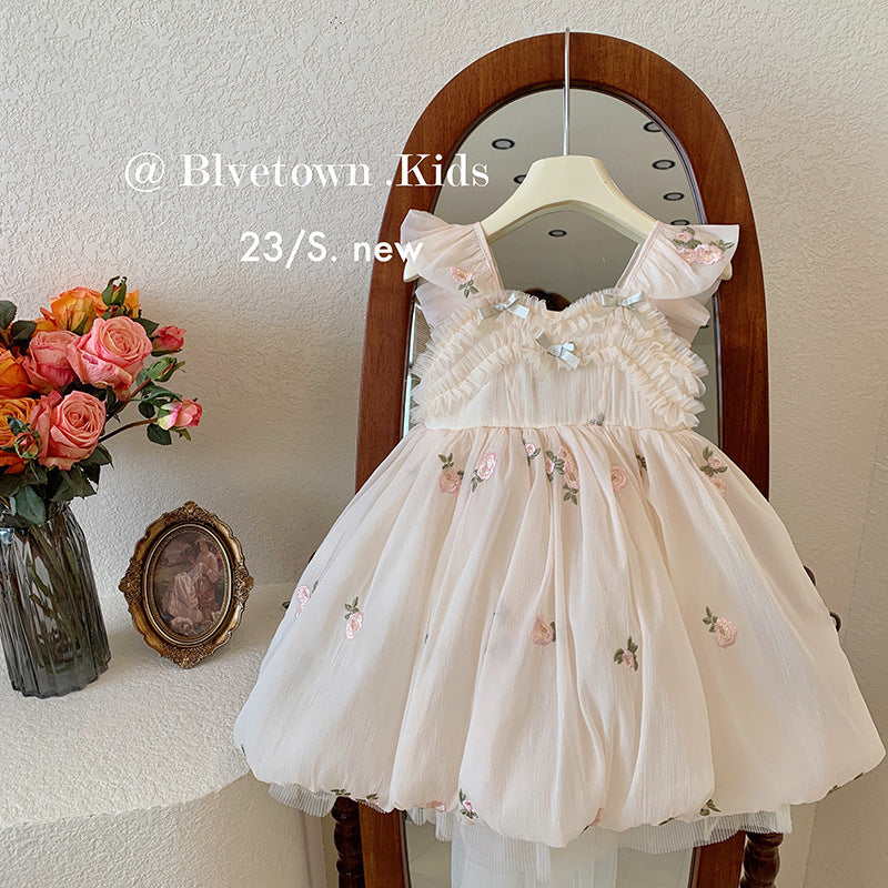 New children's big bow mesh princess skirt baby fairy suspender skirt