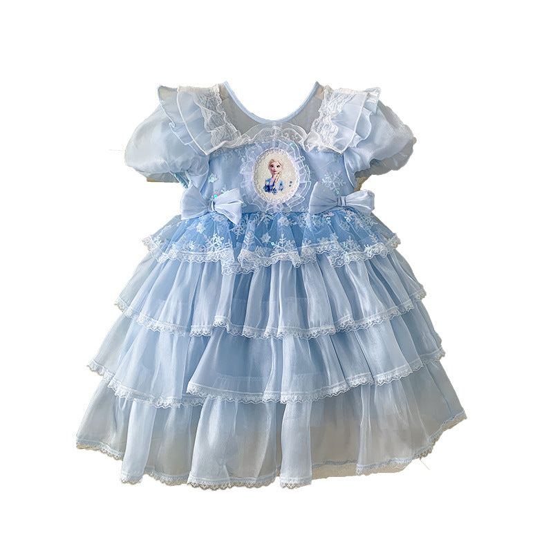 Children's Lolita dress 2025 new little girl Elsa summer foreign style cake skirt baby princess dress