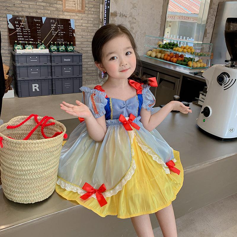 Girls summer short-sleeved bud dress 2025 new children's tutu dress Lolita skirt baby princess dress