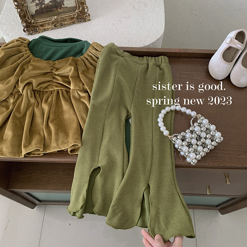 Girls Flared Pants Spring and Autumn 2025 Baby Girl New Casual Baby Wide Leg Pants Children's Pants Trendy