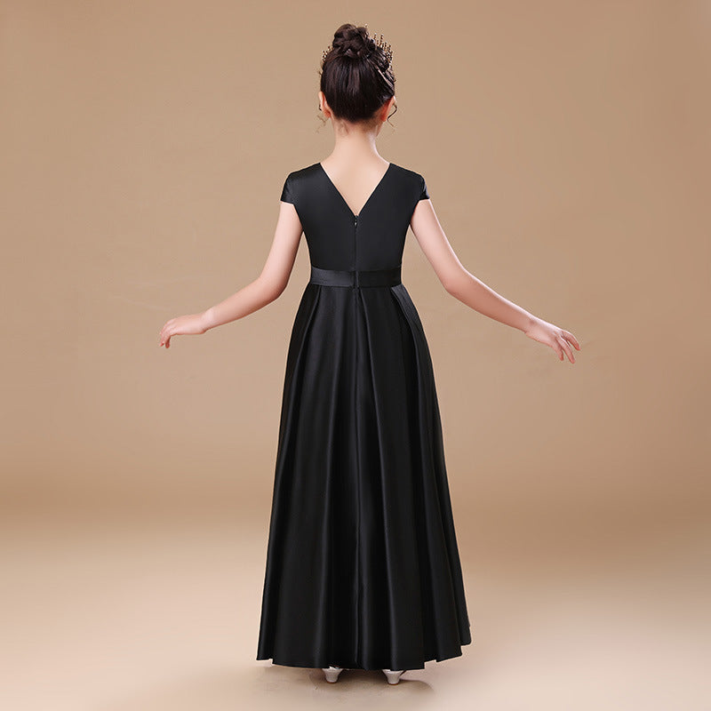 Girls' black satin orchestra dress