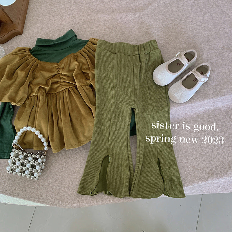 Girls Flared Pants Spring and Autumn 2025 Baby Girl New Casual Baby Wide Leg Pants Children's Pants Trendy