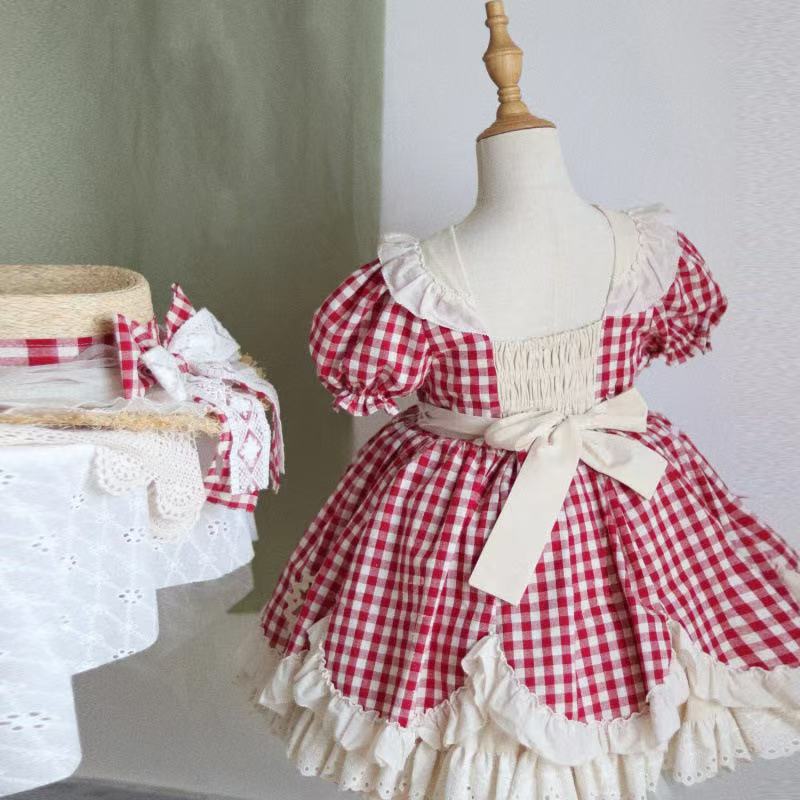 Girls' checkered dress