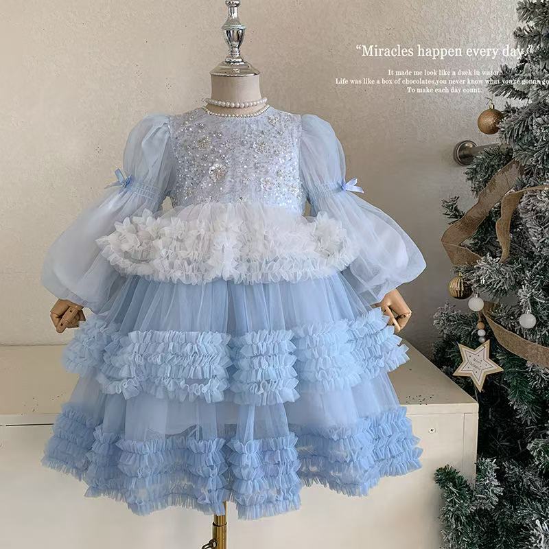 Blue princess dress for toddler's first birthday