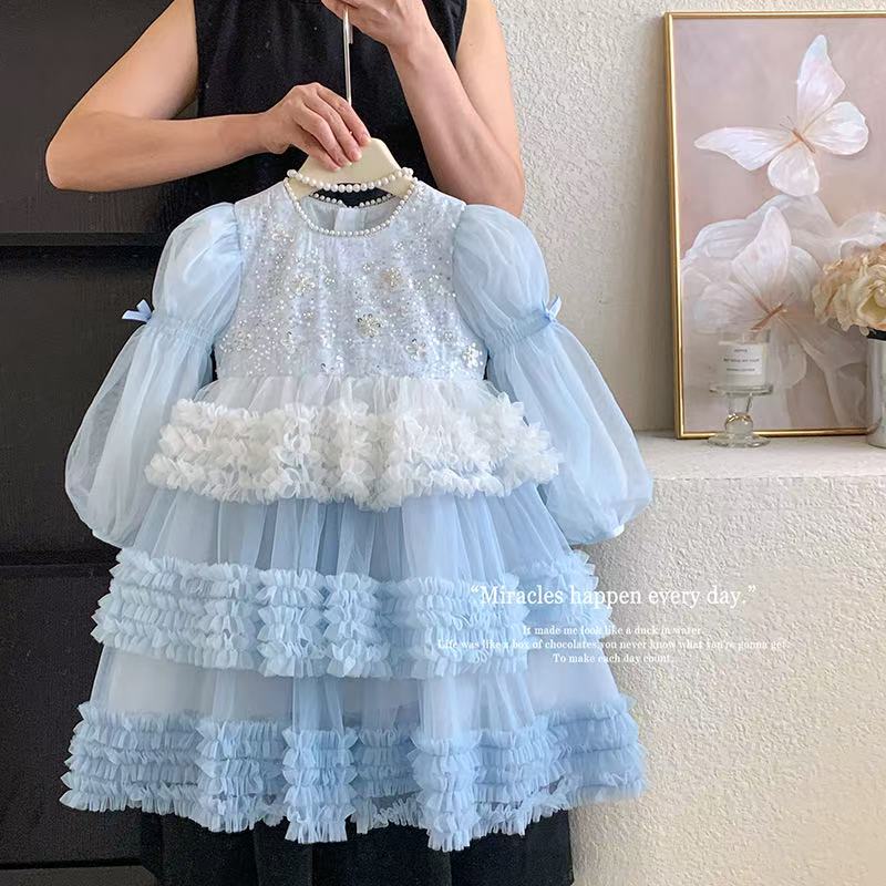 Blue princess dress for toddler's first birthday