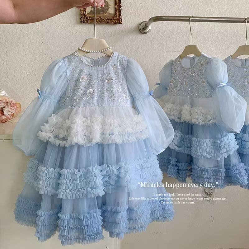 Blue princess dress for toddler's first birthday