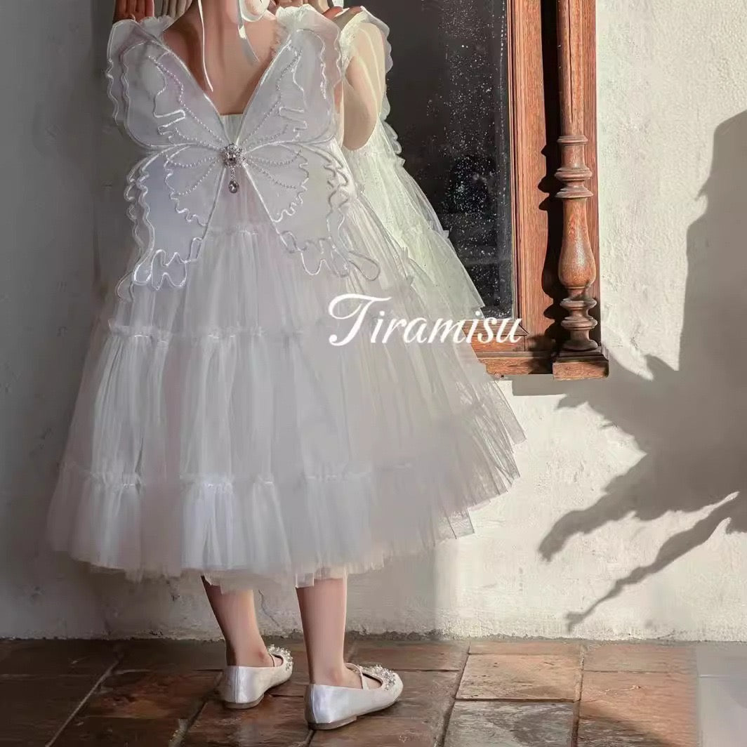 Elegant White Ruffled Princess Dress