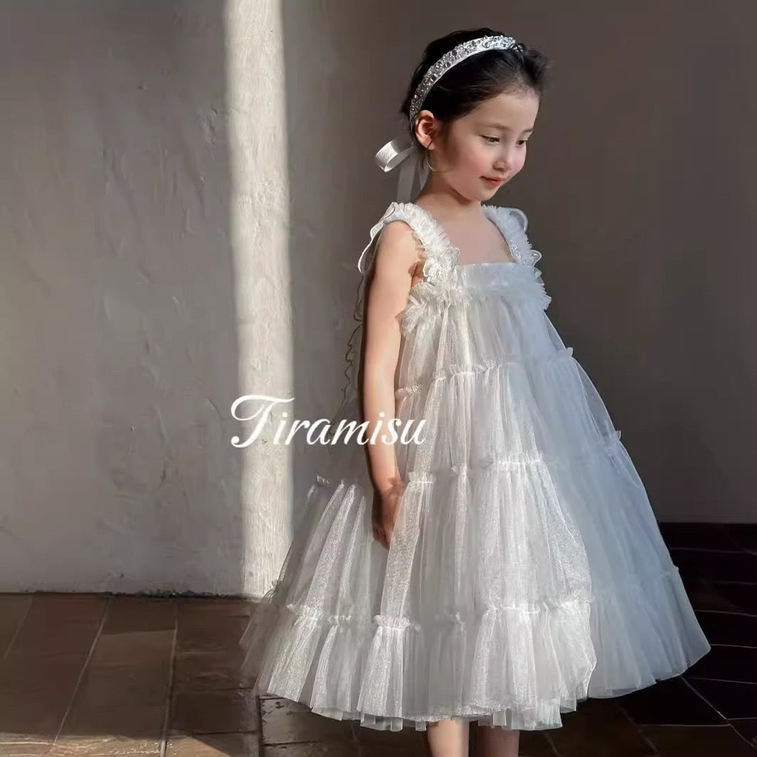 Elegant White Ruffled Princess Dress
