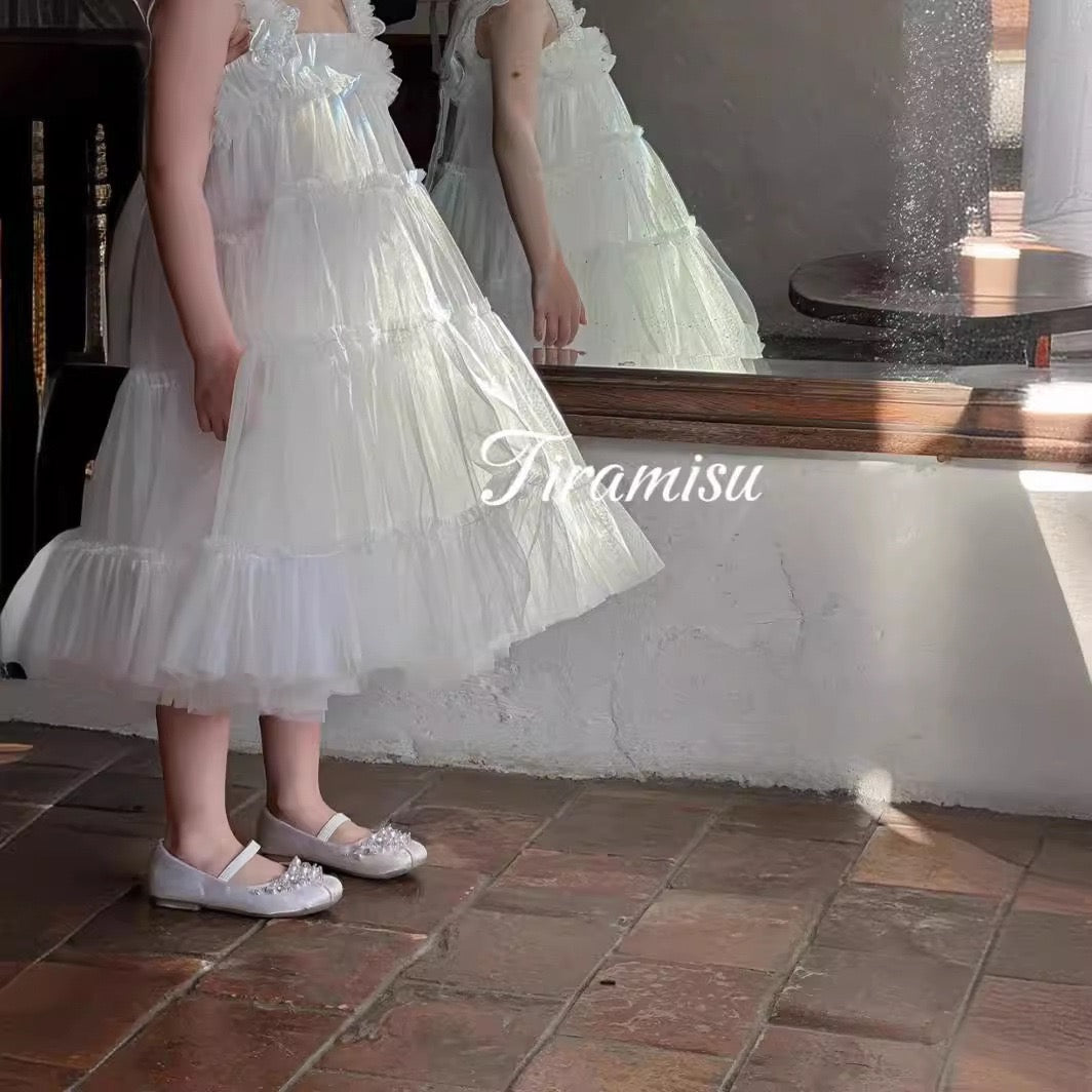Elegant White Ruffled Princess Dress