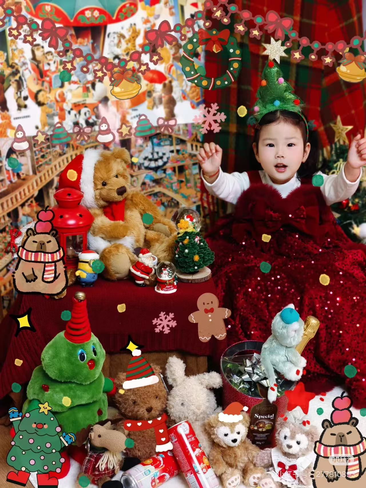 Sparkly Red Christmas Hooded Cape Dress