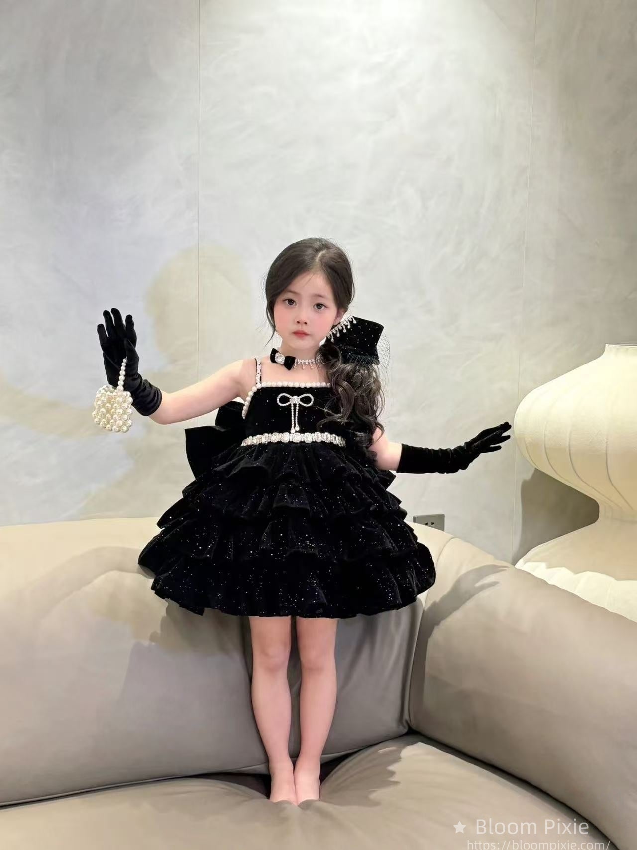 ✨Little Black Sparkle Princess Dress - So Chic!✨