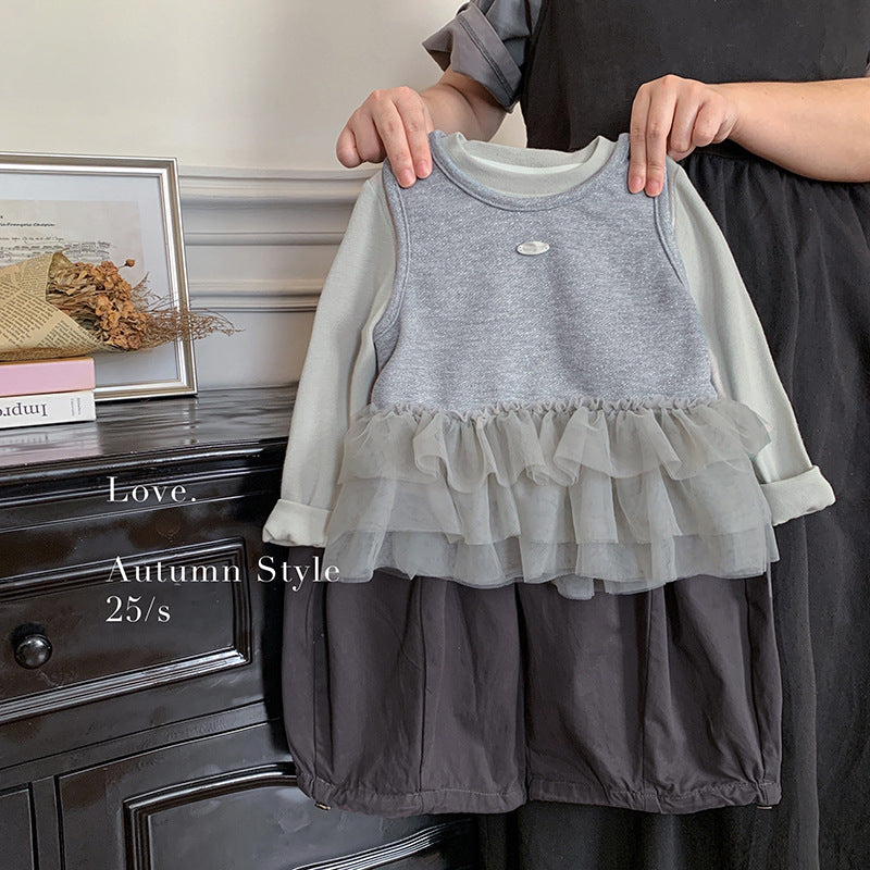 Girls' suit 2025 spring and autumn new foreign style baby girl autumn popular wear children's clothes autumn three-piece set