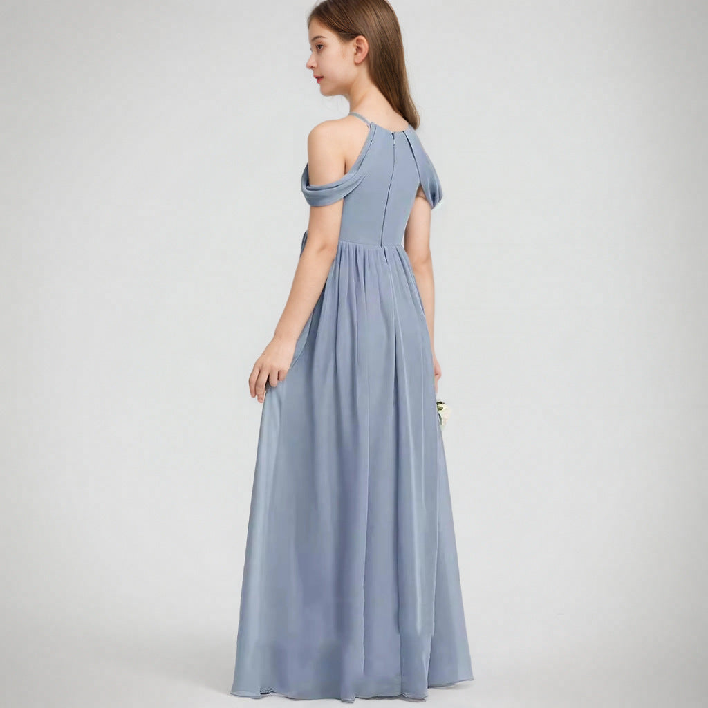 Girls' Chiffon Halter Sleeveless Dress for Piano Performance