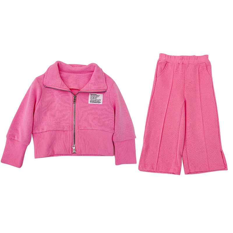 女童时髦运动套装春秋装2025新款中小童韩版洋气连帽外套两件套潮
