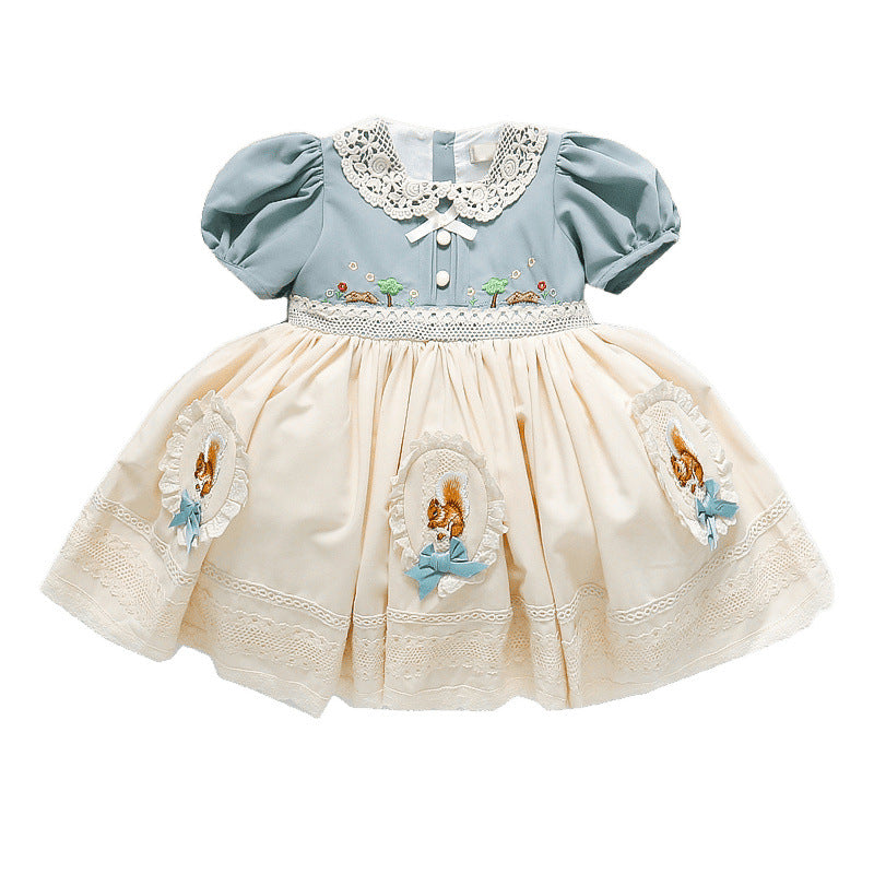 Girls' cartoon dress, forest-inspired and fresh