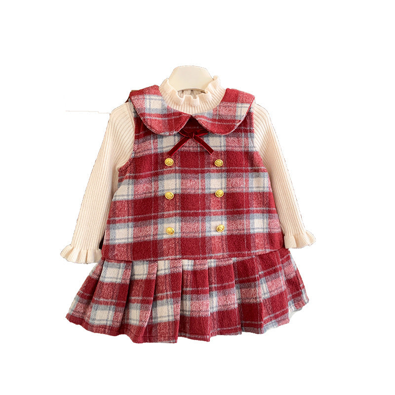 Korean version of girls' dress autumn and winter 2025 new female treasure plush princess dress children's foreign style without plush sweater