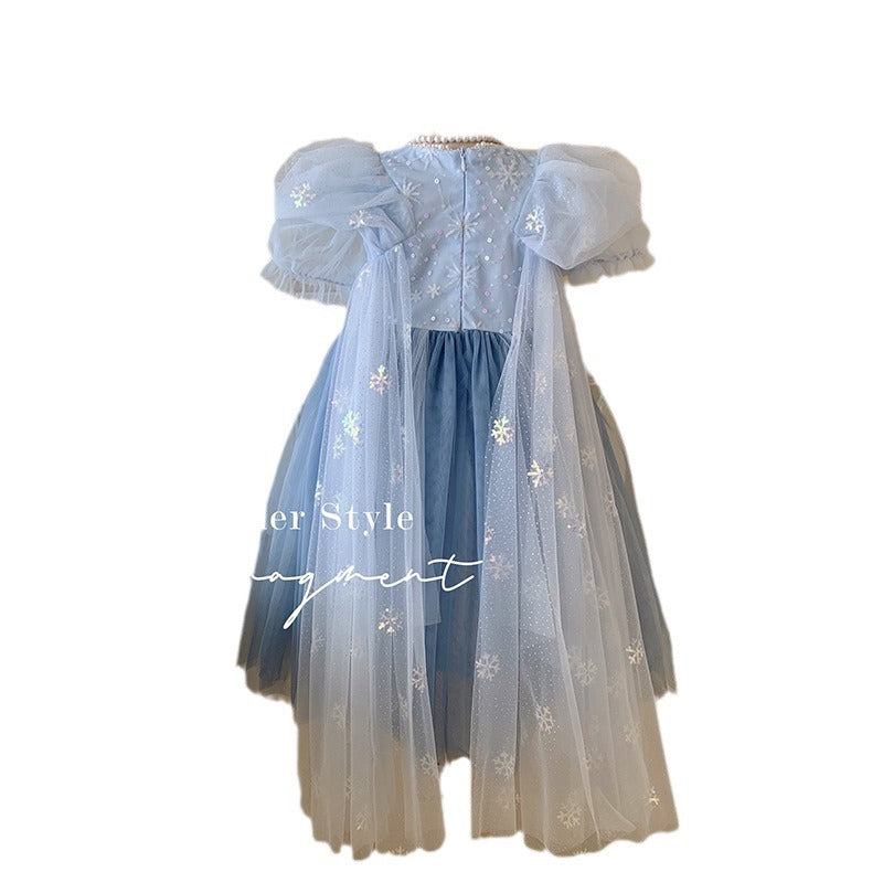 Baby Girl Frozen Princess Elsa Dress Little Girl Mesh Princess Dress