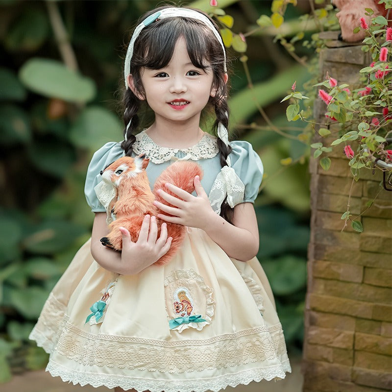 Girls' cartoon dress, forest-inspired and fresh