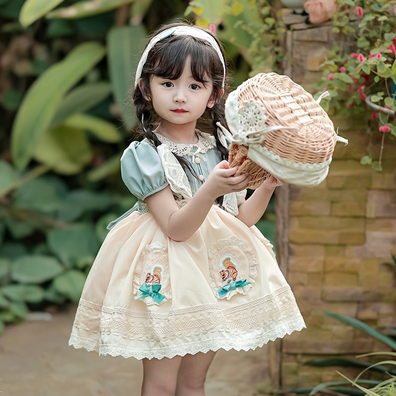 Girls' cartoon dress, forest-inspired and fresh