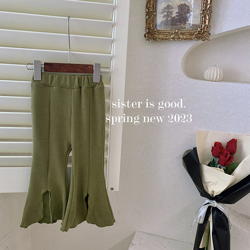 Girls Flared Pants Spring and Autumn 2025 Baby Girl New Casual Baby Wide Leg Pants Children's Pants Trendy
