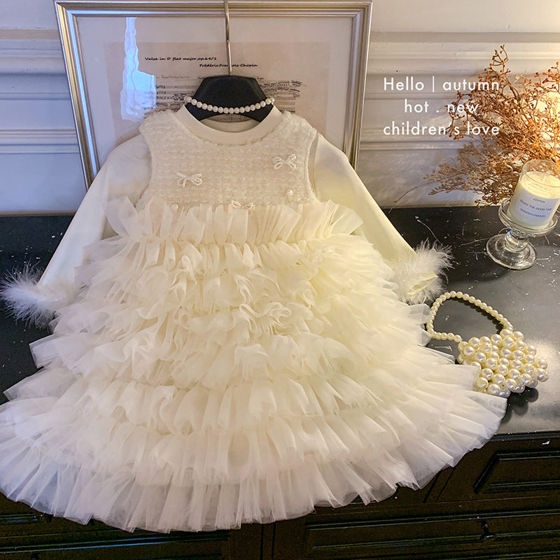 Girls dress autumn princess dress children's tutu skirt 2025 new foreign style little girl birthday dress skirt
