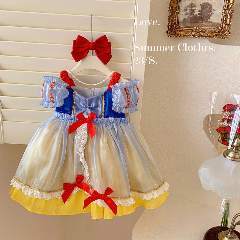 Girls summer short-sleeved bud dress 2025 new children's tutu dress Lolita skirt baby princess dress
