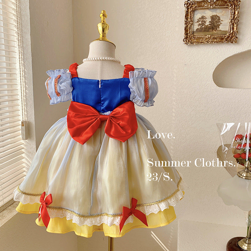 Girls summer short-sleeved bud dress 2025 new children's tutu dress Lolita skirt baby princess dress
