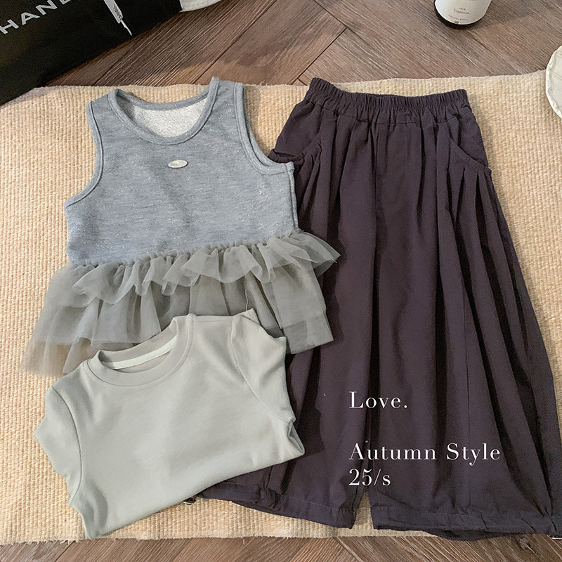 Girls' suit 2025 spring and autumn new foreign style baby girl autumn popular wear children's clothes autumn three-piece set