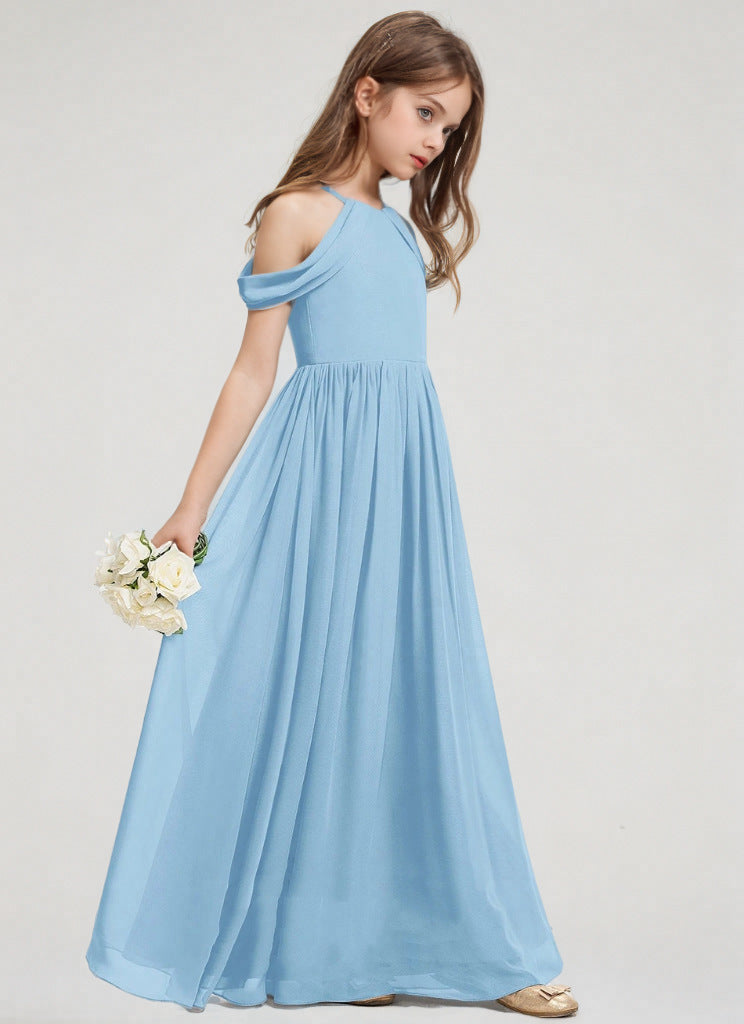 Girls' Chiffon Halter Sleeveless Dress for Piano Performance