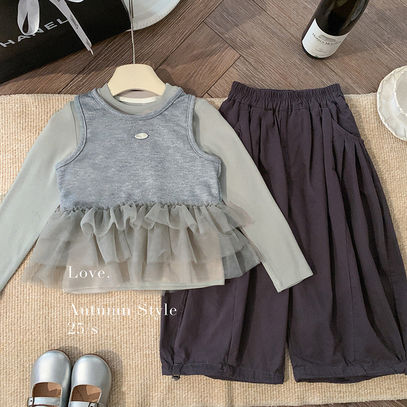 Girls' suit 2025 spring and autumn new foreign style baby girl autumn popular wear children's clothes autumn three-piece set