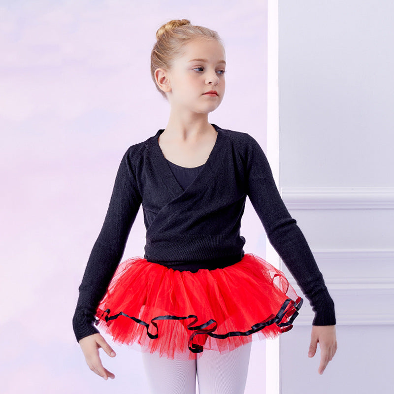 Ballet skirt shawl autumn and winter cardigan fleece long-sleeved training clothes