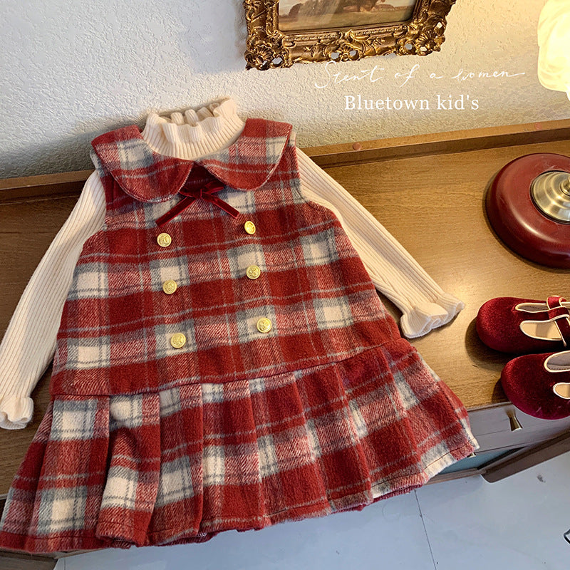 Korean version of girls' dress autumn and winter 2025 new female treasure plush princess dress children's foreign style without plush sweater