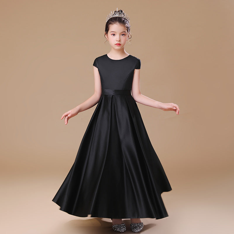 Girls' black satin orchestra dress