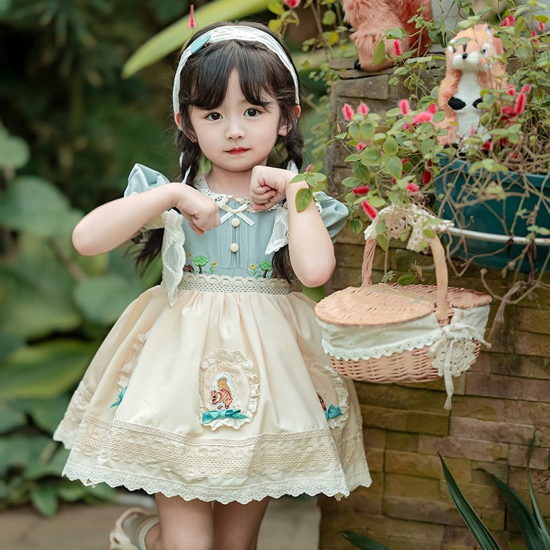 Girls' cartoon dress, forest-inspired and fresh