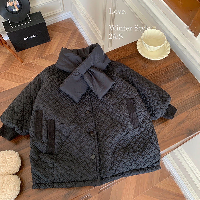 Girls' coat autumn and winter 2025 new cotton thickened girls' senior rabbit hair medium and long light cotton-padded clothes