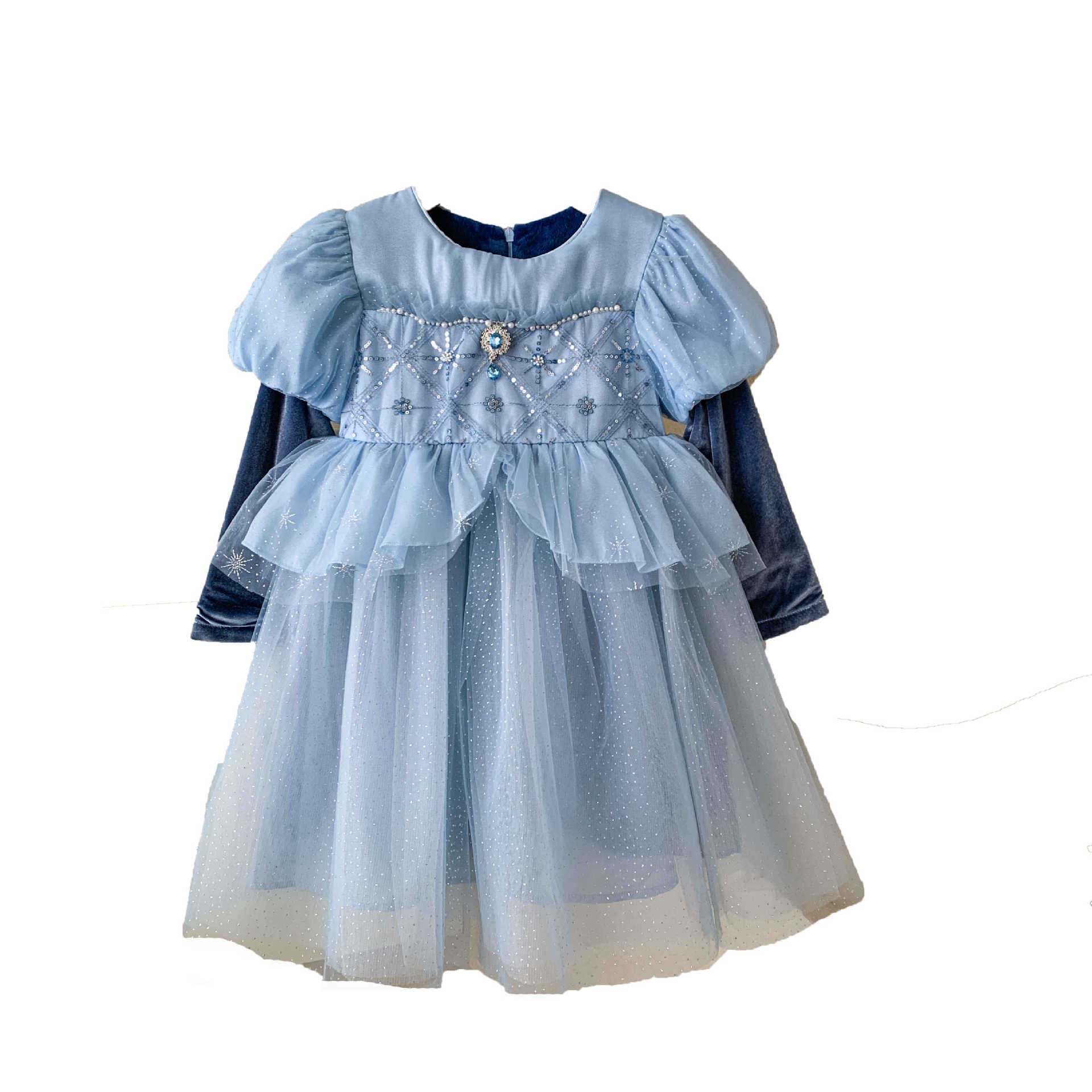 Girls Elsa Princess Dress 2025 Fleece Children's Christmas Dress Children's Baby Winter Elsa Dress