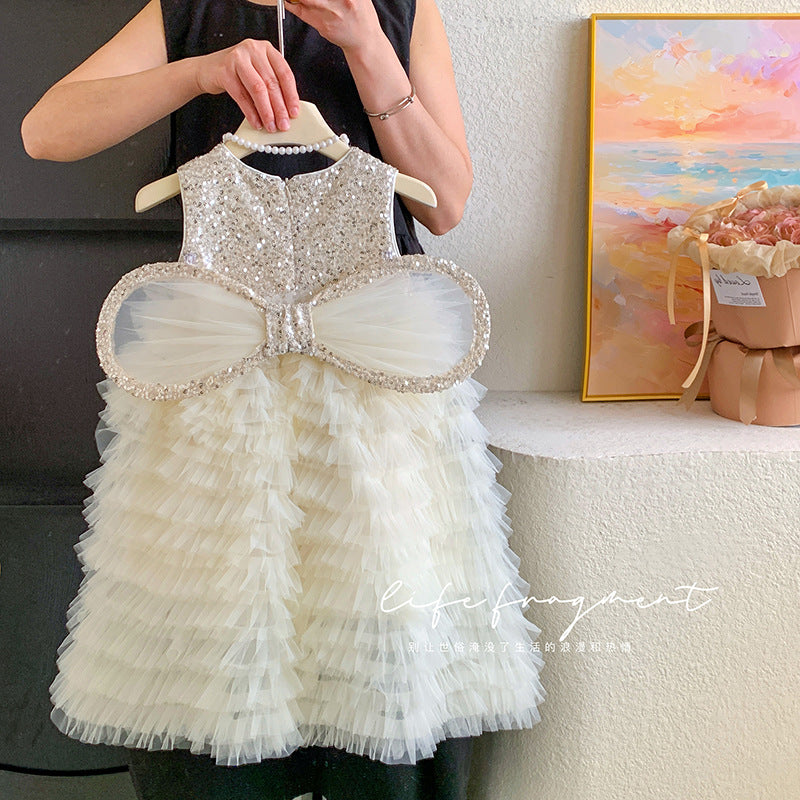 Stylish Sleeveless Vest Dress with Detachable Wings for Children, Princess Dress