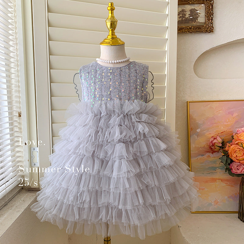 New Children's Butterfly Wings Fluffy Mesh Princess Dress Little Girl Cake Dress