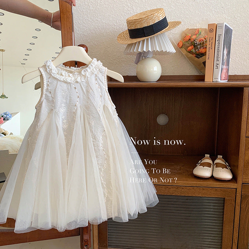 Sleeveless dress new foreign style children's lace skirt baby dress girl gauze skirt