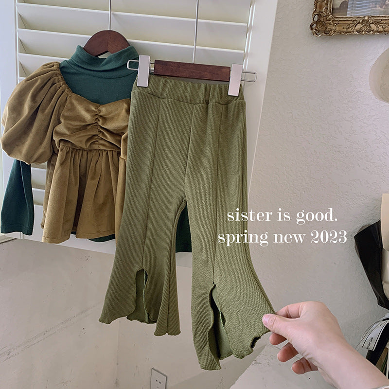 Girls Flared Pants Spring and Autumn 2025 Baby Girl New Casual Baby Wide Leg Pants Children's Pants Trendy