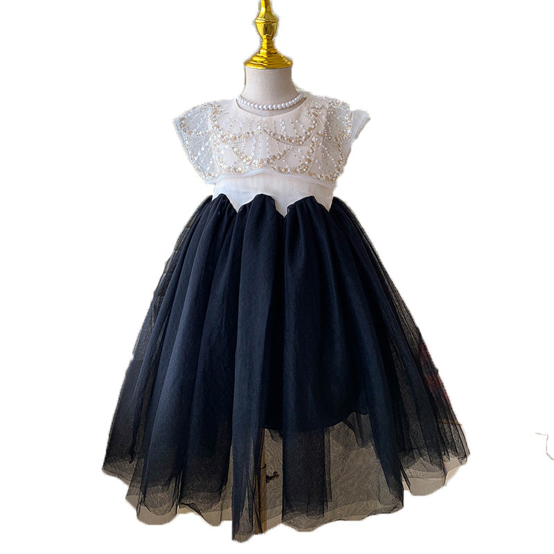 Square collar heavy industry mesh stitching sleeveless vest skirt girls princess skirt gauze skirt dress skirt