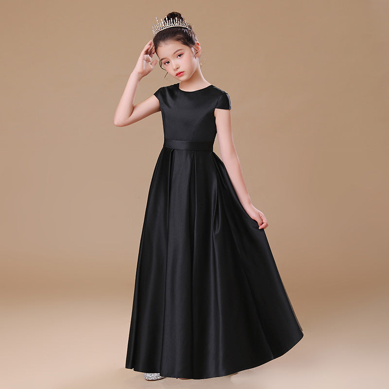 Girls' black satin orchestra dress