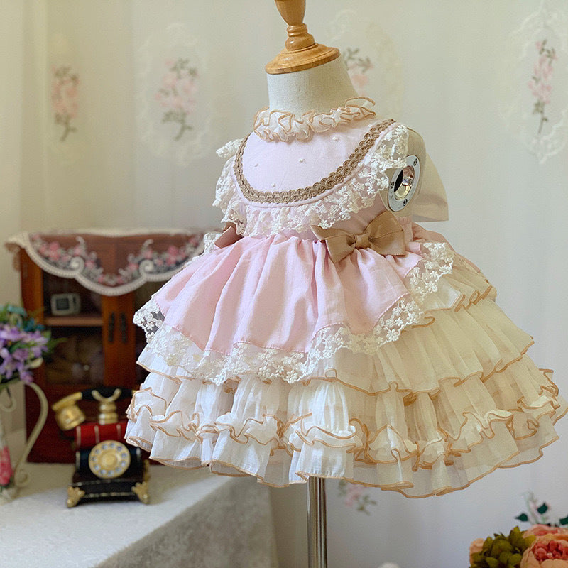 Lolita Girls' Princess Dress, Spanish - Style Pink Kids' Birthday Ball Gown